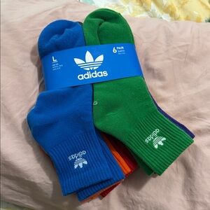 adidas Men's Athletic Socks - Blue and Green 6-Pack